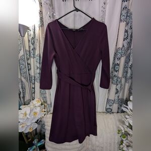 Lands' End Plum Long Sleeve Wrap Dress